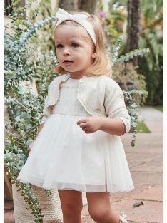 Mayoral baby ekrü színű tüll ruha hajpánttal