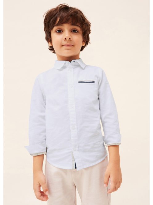 Mini fiú fehér, hosszú ujjú ing.