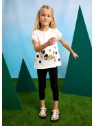Mayoral, mini szett, bordázott fekete leggings, kutyás pólóval.